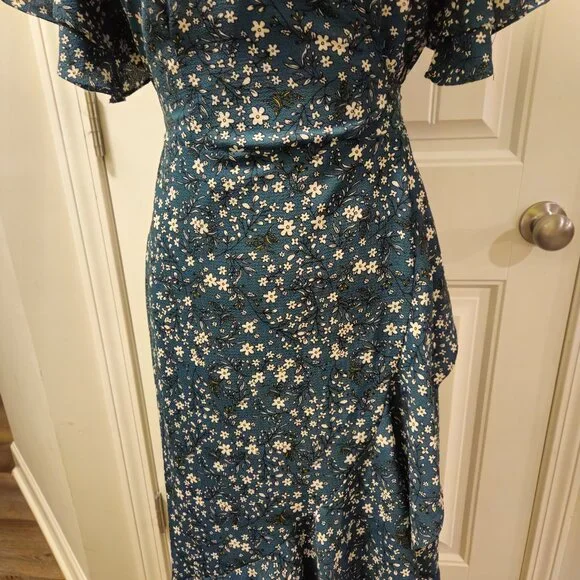 *SOLD X LIST*Max Studio Floral Green Dress Size M - Picture 5 of 12
